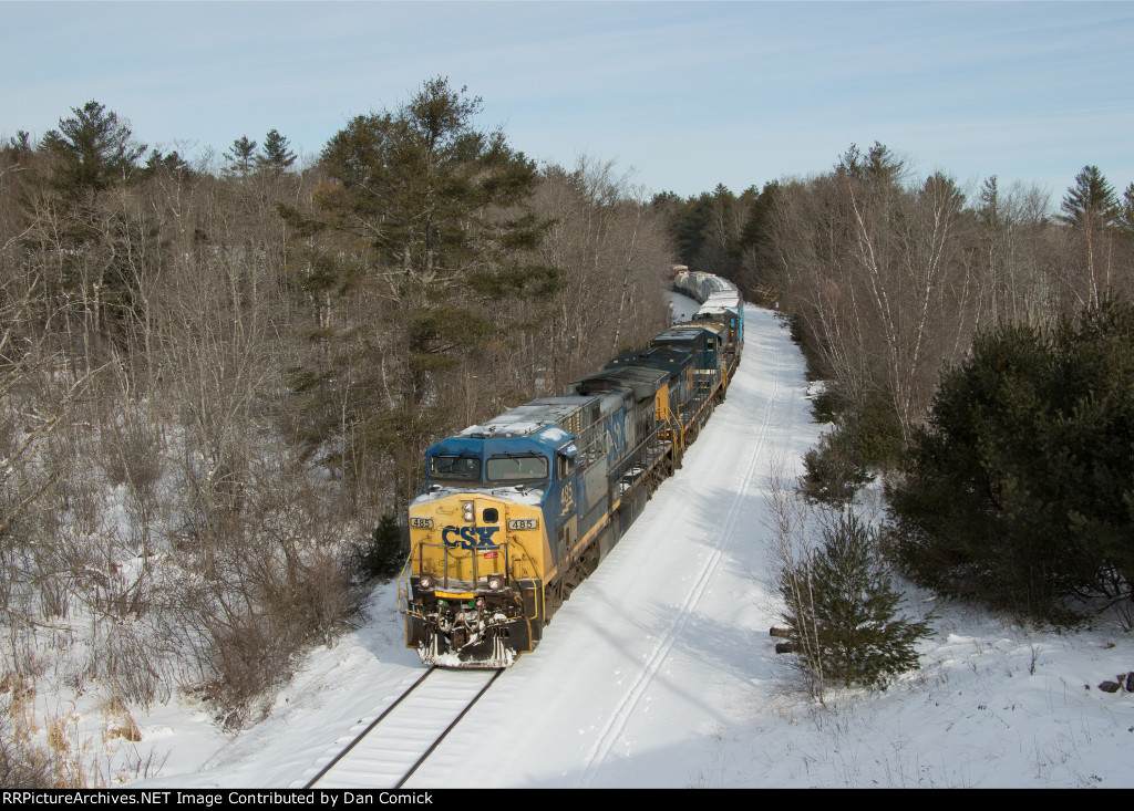 CSXT 485 Leads M427 at Rt. 9 in North Yarmouth